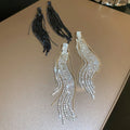 Trendy Women Drop Earrings Silver Tennis Long Chain Earring Women Jewelry Crystal Luxury Style Long Tassel Earrings Wholesale