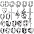 Vintage Unisex Stainless Steel Hoop Clip Earrings Punk Clicker Rings for Women and Men Wholesale Piercing Jewelry