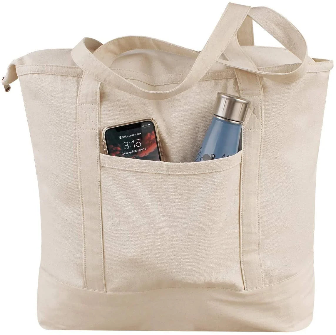 Solid Color Totes Reusable Cotton Linen Eco Friendly Heavy Duty Custom Tote Bag Shopping Shoulder Bags