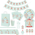 DAMAI Ready to Ship Paper Eco-friendly Disposable Circus Theme Party Supplies Plates Napkins Carnival Themed Party Tableware Set