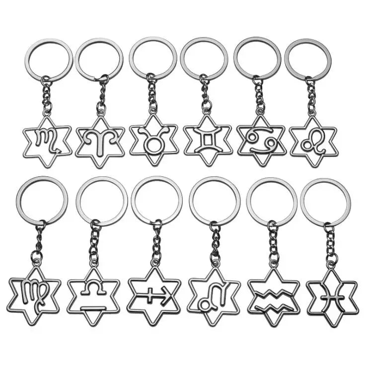 Hot Selling New Fashion Accessory Pendant Metal Twelve Zodiac Signs Enamel Keychains Pendant for Bag Hanging