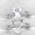 Sterling Silver 8*8mm Semi Mount Heart Shape Ring Empty Frame Blank Claws Setting S925 Base Without Center Stone for DIY Inlay