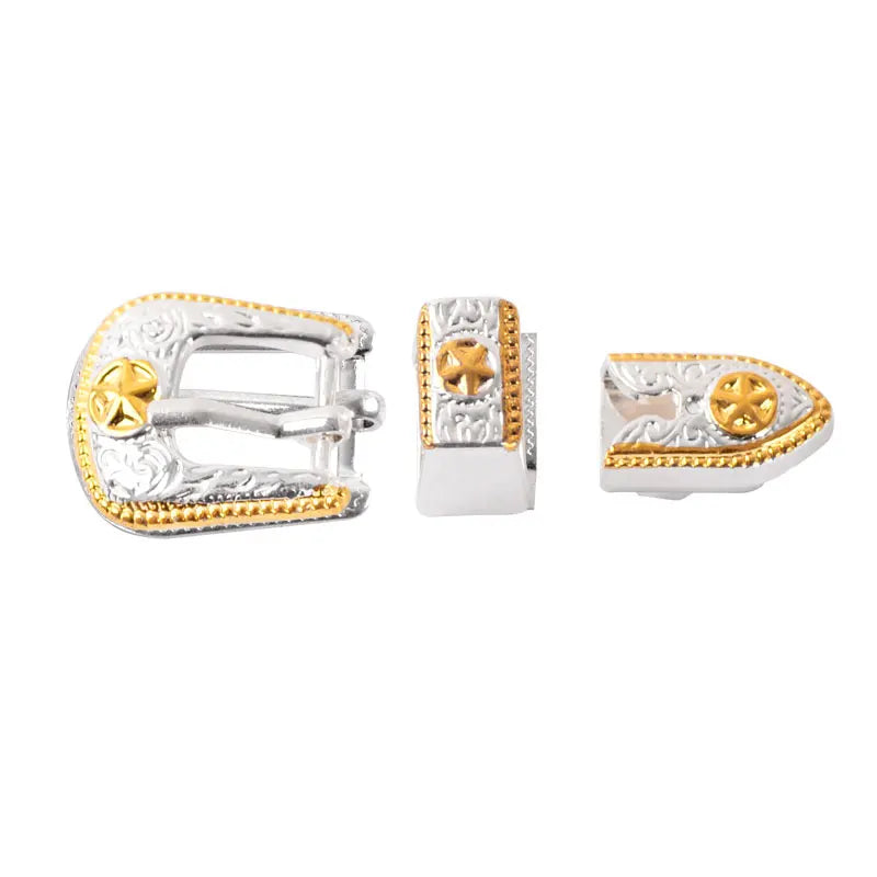 Wholesale Custom San Saba Nickel and Gold Trim Buckle Set