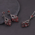 W0453 Affordable Luxury Jewelry Factory Price Black Gun Plated S925 Silver Natural Garnet Chunky Designs Red Gems Jewelry Set