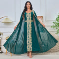 2024 Summer New Style Elegant Embroidered Robe Two-Piece Dress Cross-Border Middle East Muslim Cardigan Middle East Abaya Thawb