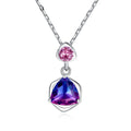 Fashion Jewelry 925 Sterling Silver Blue Purple Simulated Gemstone Rainbow Triangle Pendant Necklace for Women Anniversary Gift