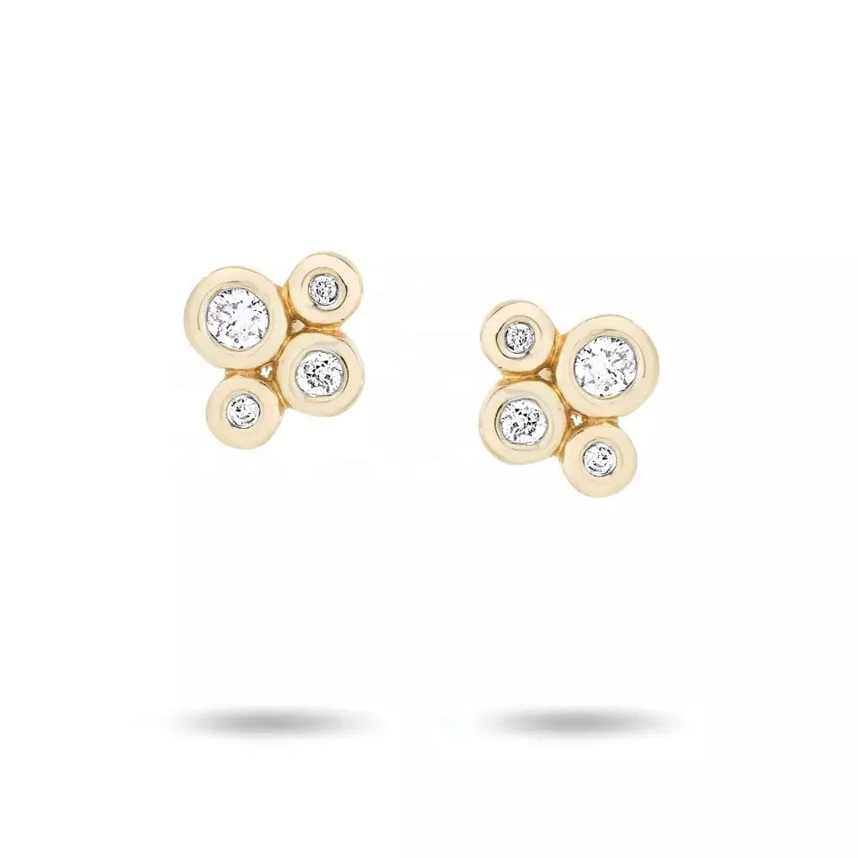 LOZRUNVE Sterling Silver 925 Bezel Geometric Diamond Cluster Stud Earring Women