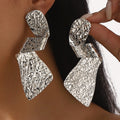 KAIMEI 2025 New Arrival Fashion Jewelry Irregular Folded Geometric Alloy Earrings Asymmetric Large Metal Women Big Drop Earrings