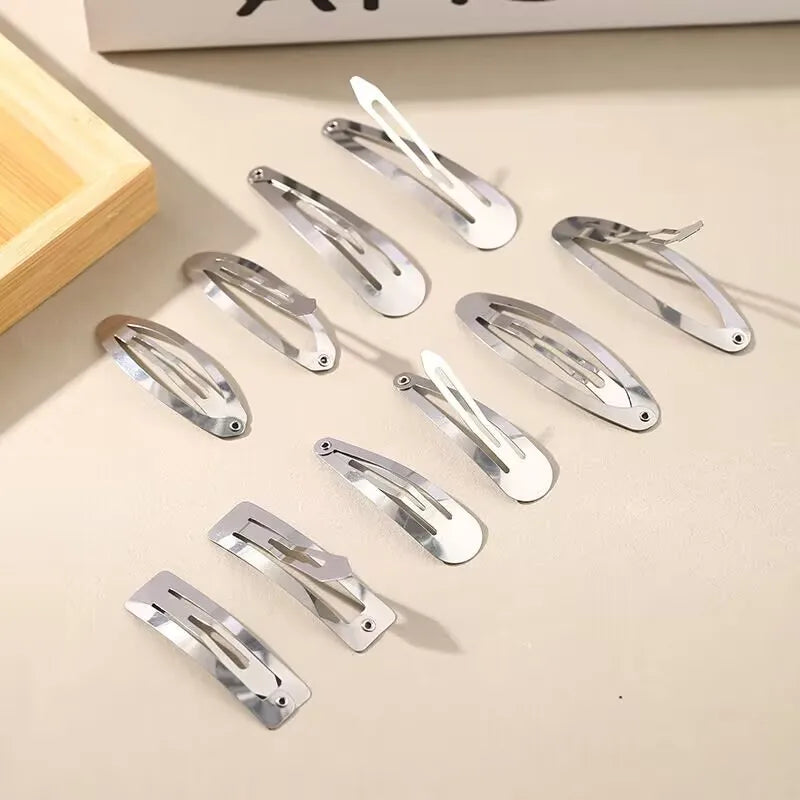 Wholesale Elegant Stainless Steel Snap Hair Clip Water Drop Tear Oval Rectangle Shape BB Clip Fashion Metal Blank Plain Snap