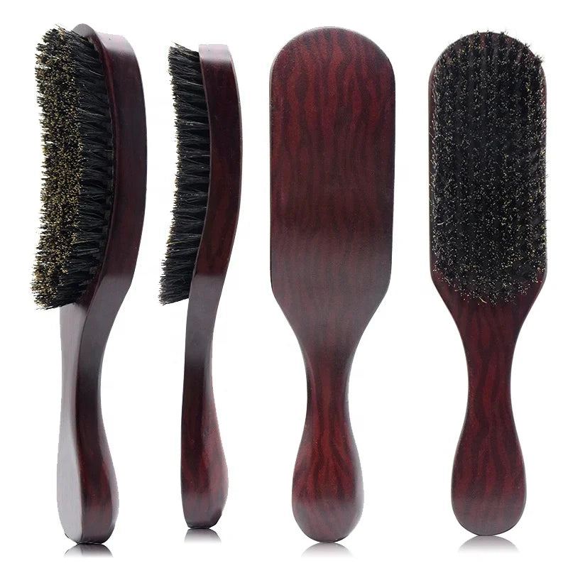 Beard Brush Boar Bristle for Men's Mustache Shaving Comb Massage Facial Hair Cleaning Brush Beech Long Handle