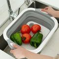 Hot Selling Portable Foldable Silicone Cutting Board and Wash Basin with Colander for BBQ Picnic Washing Sink and Dish Tub