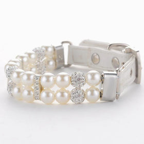 Fashion Jeweled Rhinestones White Pearl Pet Cat Puppy Dog Collar Pet Pearl Collar