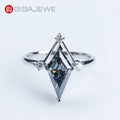 GIGAJEWE 7*14mm 2.5ct Kite Cut Gray Color 9K/14K/18K White Gold Ring Moissanite Ring