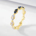 Fashion Personality Creative Design Jewelry 925 Sterling Silver Dainty Gradient Blue Sapphire CZ Eternity Band Rings
