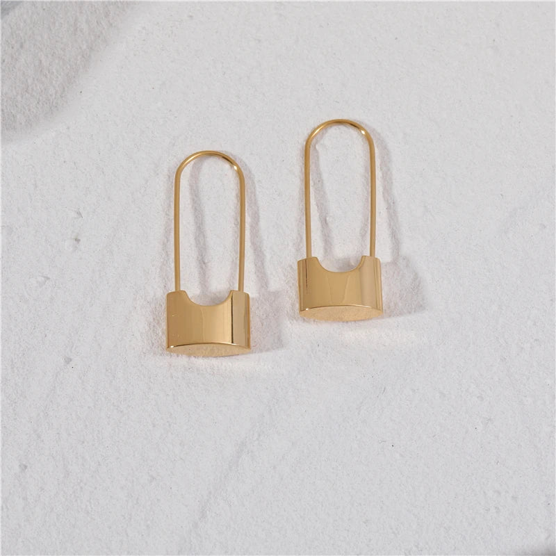 New Trendy Gold& Silver Padlock Hoop Earring Stainless Steel Earring Jewelry Wholesale