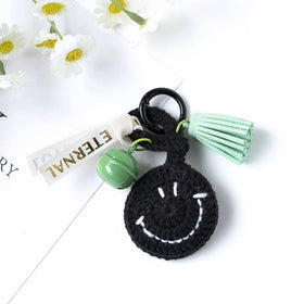 Women Sweet Bell Pendants Bags Key Chains Bag Accessories Personalized Hand Knitting Cute Smiling Face Pendant Car Keychain