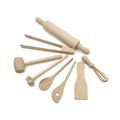 Beech Kids House Kitchen Utensils Set Includes Rolling Pin Mini Wooden Spoon Wooden Spatula Eggbeater for Babies