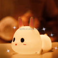 LED Animal Night Lamp Cartoon Bunny Lamp Remote Control Silicone Kids Night Light Rechargeable Rabbit Night Light for Room Decor