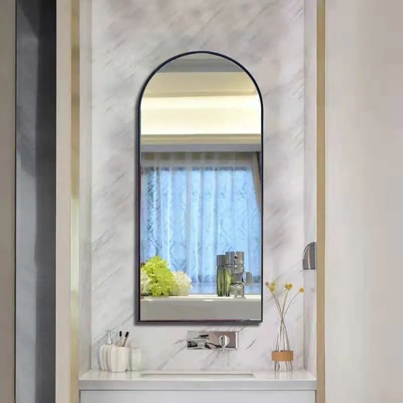 Customized Hotel Nordic Bathroom Mirror Oval Shape Creative Toilet Art Window Wall with Aluminum Alloy Frame for New Year's