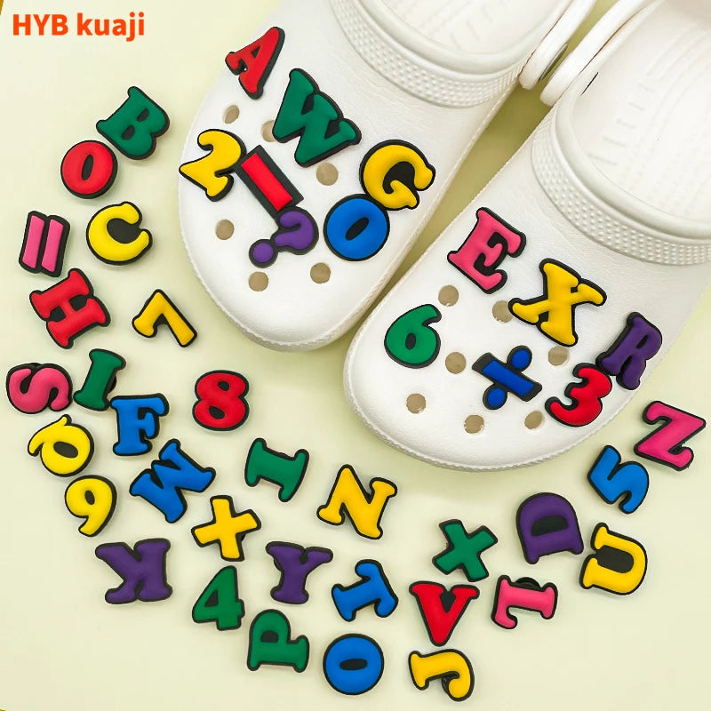 Coloured Letters Classic Decorations Support Customized logo Soft Pvc Cartoon Shoes Charms