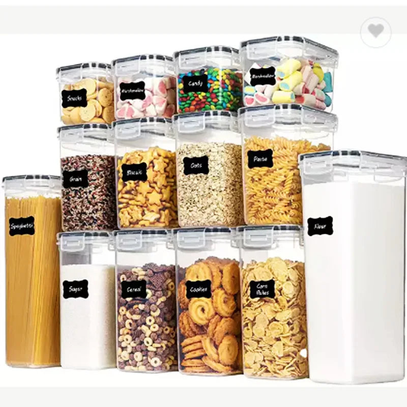 Hot-Selling Food-Grade PP Storage Box Transparent Plastic Square Jar Kitchen Fresh-Keeping Grain Storage Cross-Border New Style
