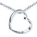 S925 Silver Simple Heart Loop Necklace for Woman Girlfriend Couple Style