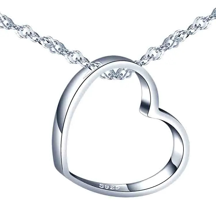 S925 Silver Simple Heart Loop Necklace for Woman Girlfriend Couple Style