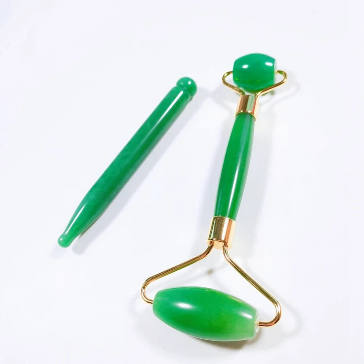 Diy Hot Selling Manufacturer Custom Logo Massage Gua Sha Set Crystal Stone Pink Green Aventurine Face Jade Roller with Natural Stone