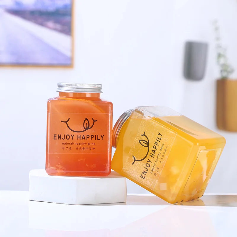 500ML 650ML PET Square Juice Bottle Milk Tea Coffee Bottle With Cap