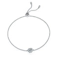 RINNTIN SMB05 Ajustable Bracelet Solid 925 Sterling Silver Forever Classic Heart Shape Moissanite Bracelet