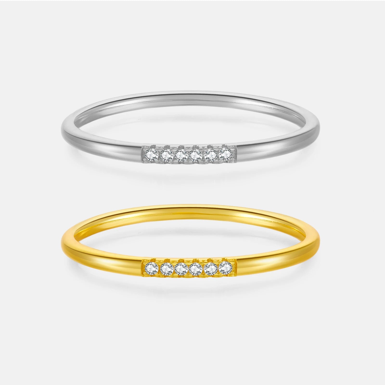 FUAMAY 925 Silver Rings Wholesale Lots Silver Eternity Ring Half Small Round Beaded 18K Gold Plated Cluster Rings for Women
