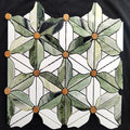 Modern Eco-Friendly Waterjet Flower Pattern Marble Mosaic Tile Brass Inlay for Kitchen Backsplash Interior Wall Bathroom Tiles