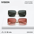 High End Retro Oversized Square Black Sunglasses Luxury Unisex Fashion Shades PC Frame Glass Wholesale Custom Logo