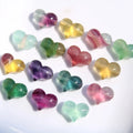 Wholesale 1.8cm Natural Rainbow Fluorite Crystal Mini Puffy Hearts Beads Hand Carved Jewelry Making Laser Love Perfect Gift