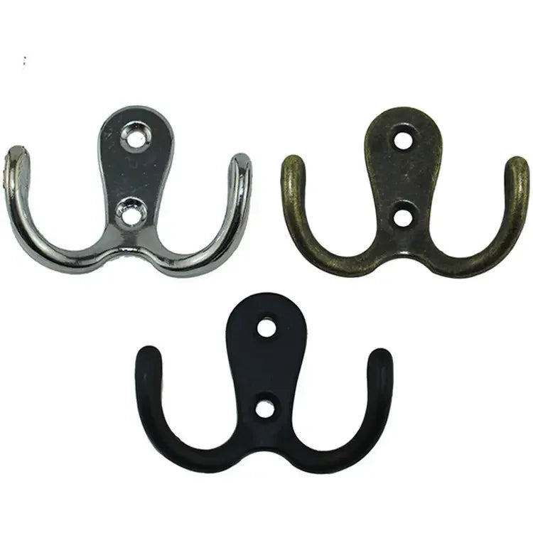 Jutye Wall Mount Retro Cabinet Hooks Coat Hanger Metal Double Hooks for Hanging Robe Towel Key Clothes Bag Hat Scarf Metal Hook