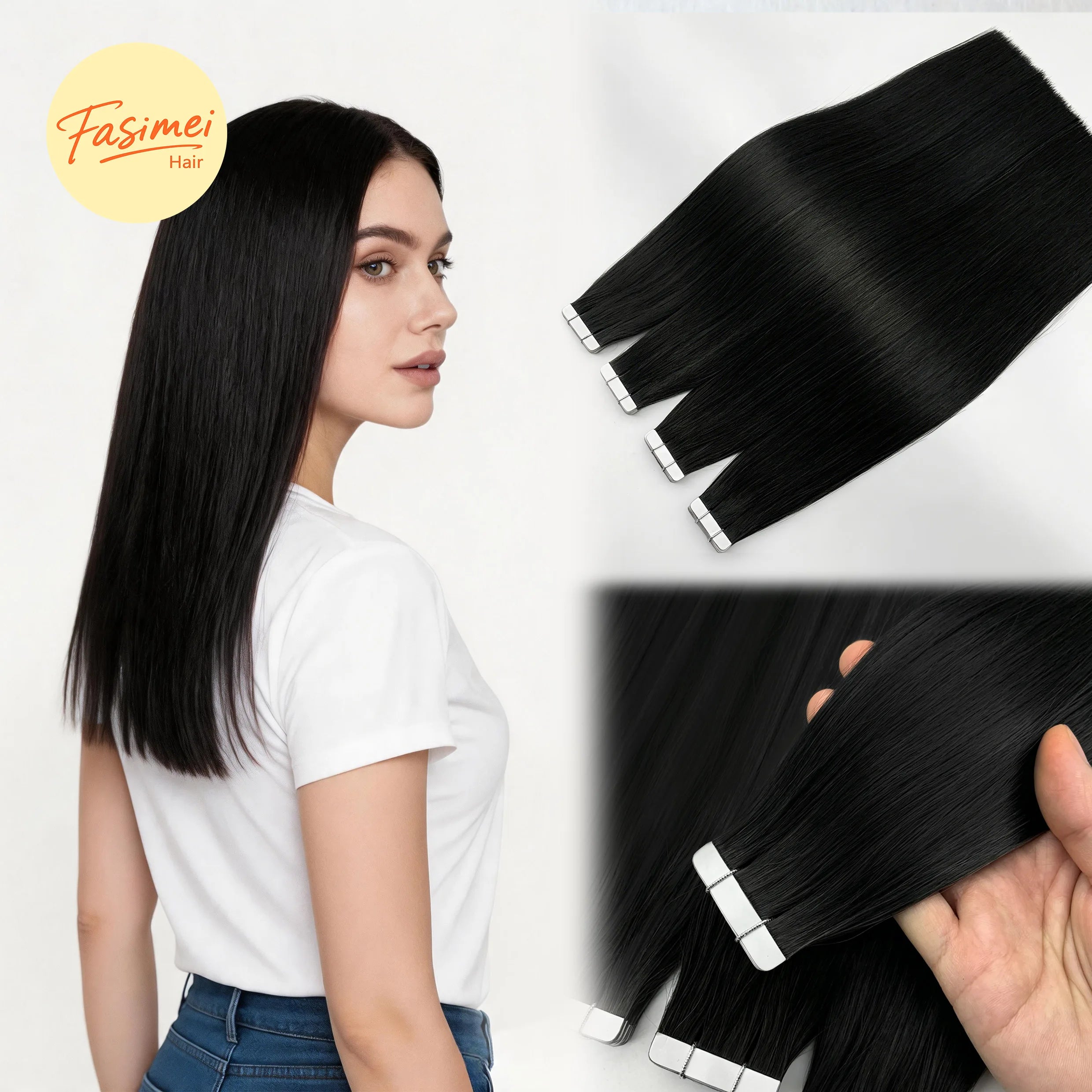 Fasimei 2026 Wholesale Hot Selling Top Quality Remy Double Drawn Cuticle Aligned  European Tape in Human Hair Extensions