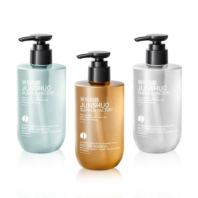 Translucent Blue Brown Grey Shampoo Bottles Shower Gel Containers Cosmetic Packaging with Lotion Pumps