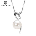 Fashion Jewelry Necklaces Simple 925 Sterling Silver Freshwater Cultured 9-10mm Single Pearl Pendant Necklaces