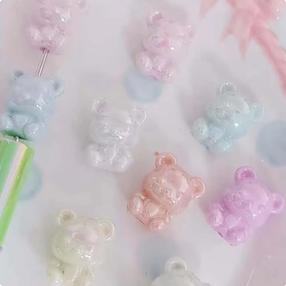 Colorful Cute Cartoon Bear Shape AB Color Acrylic Beads for Beaded Pens Jewelry Making Loose Beads