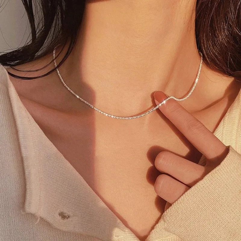 Sparkling Gold Silver Color Clavicle Chain Collar Fine Jewelry Wedding Party Birthday Gift Choker Necklace for Women