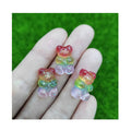Glitter Confetti Filled Gummy Bear Clear Animal Resin Charms Flat Back for Pendants Jewelry DIY Decor