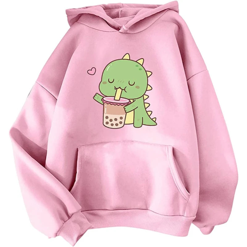 Fitspi Hoodie Women Girl Cute Pattern Print Sports Outerwear Warm Sweater Tops Teenager Sweatshirt