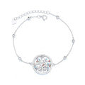 Simple Silver Chain Life Tree Connector Bracelet Adjustable Micro Pave CZ Life Tree Charm Bracelet