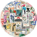 50Pcs Classic Japanese Stamps Graffiti Stickers for Luggage Book Vinyl Vintage Cartoon Postage Stamp Sticker