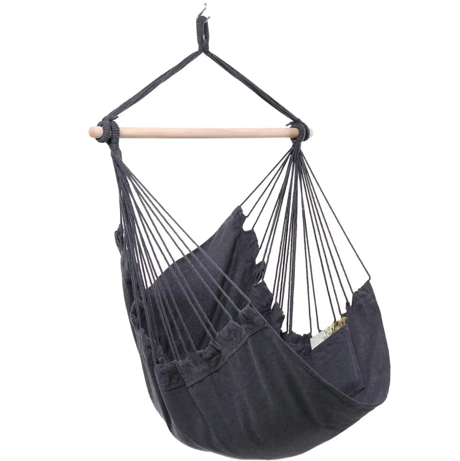 Adult Leisure Hanging Swing Chair Canvas Cotton Hammock with Pillow for Indoor Camping for College Students Dormitory Residents