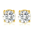 14K Gold Plated Round Square Triangle Cubic Zirconia Stud Earrings for Women Trendy Simulated Diamond Halo Stud Earring for Men