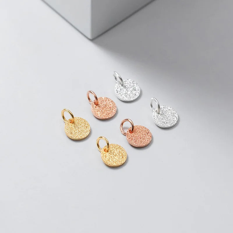 Fashion 6mm Sterling Silver Stardust Disc Pendants & Charms for Jewelry Bracelet Necklace Making