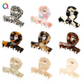 Solid Color 4cm Short Claw Acetate Hair Clip with France Word Print Daily Occasion Hair Accessories