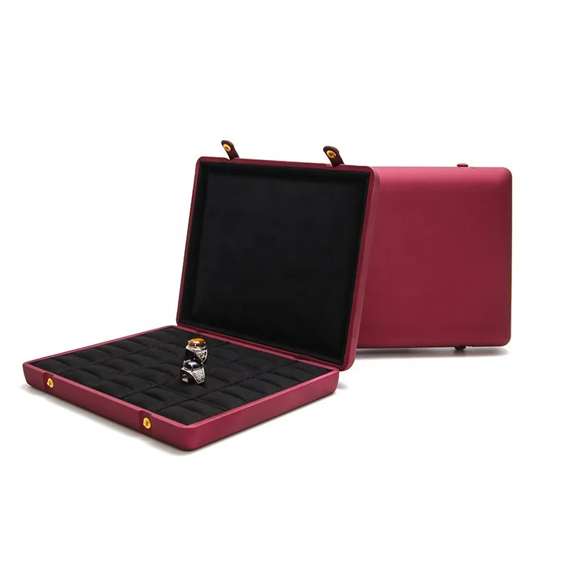 SUNDO High-End Button Pu Leather Jewelry Storage Box Organizer Case for Pendant and Ring