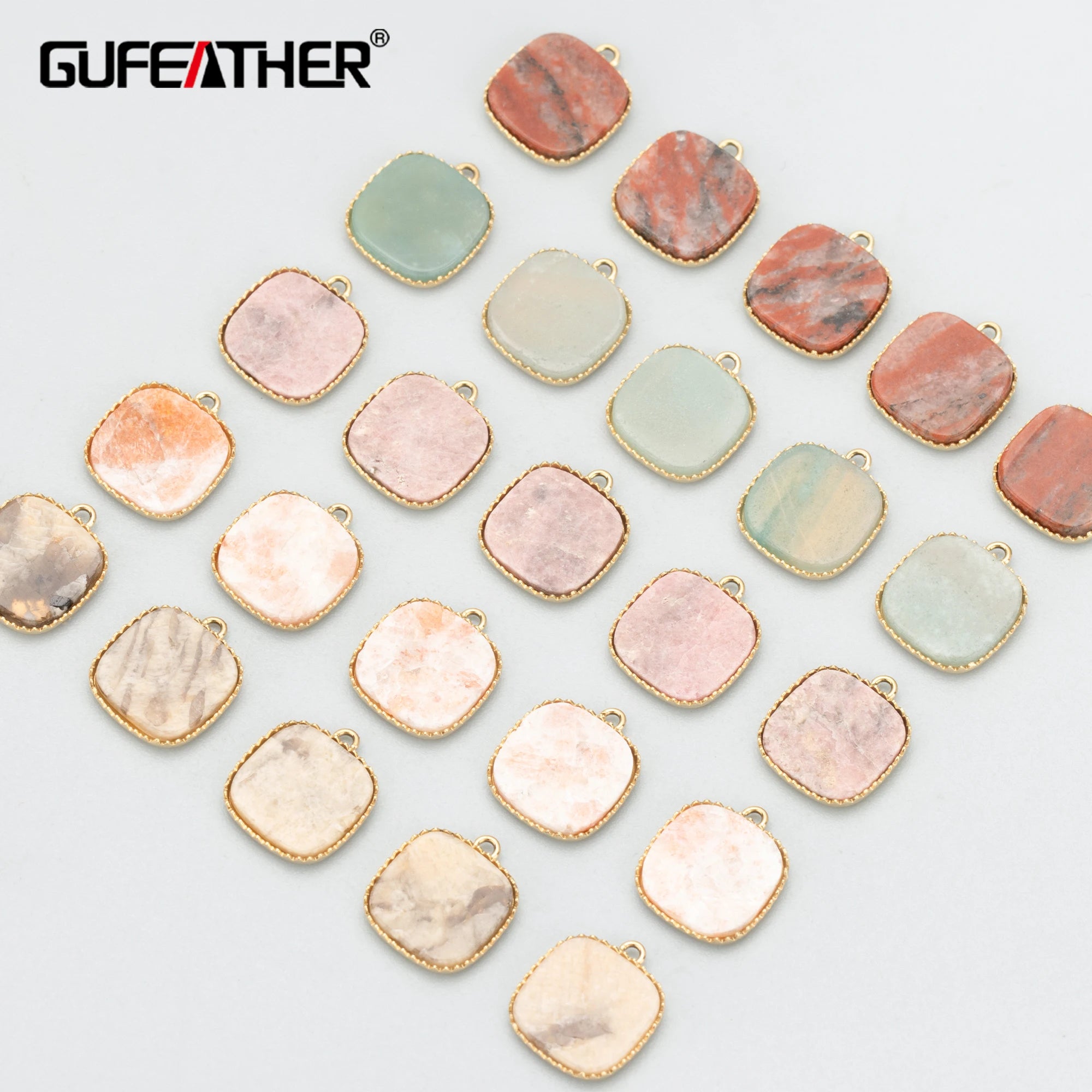 MC27 316L Stainless Steel Nickel-Free Jewelry Accessories Natural Stone Charms for Necklace Making DIY Pendants 2pcs/Lot